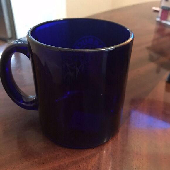 Starbucks Glass Coffee Mugs Cobalt Blue Etched Mermaid Logo USA Set of 3  12 oz - Picture 3 of 7